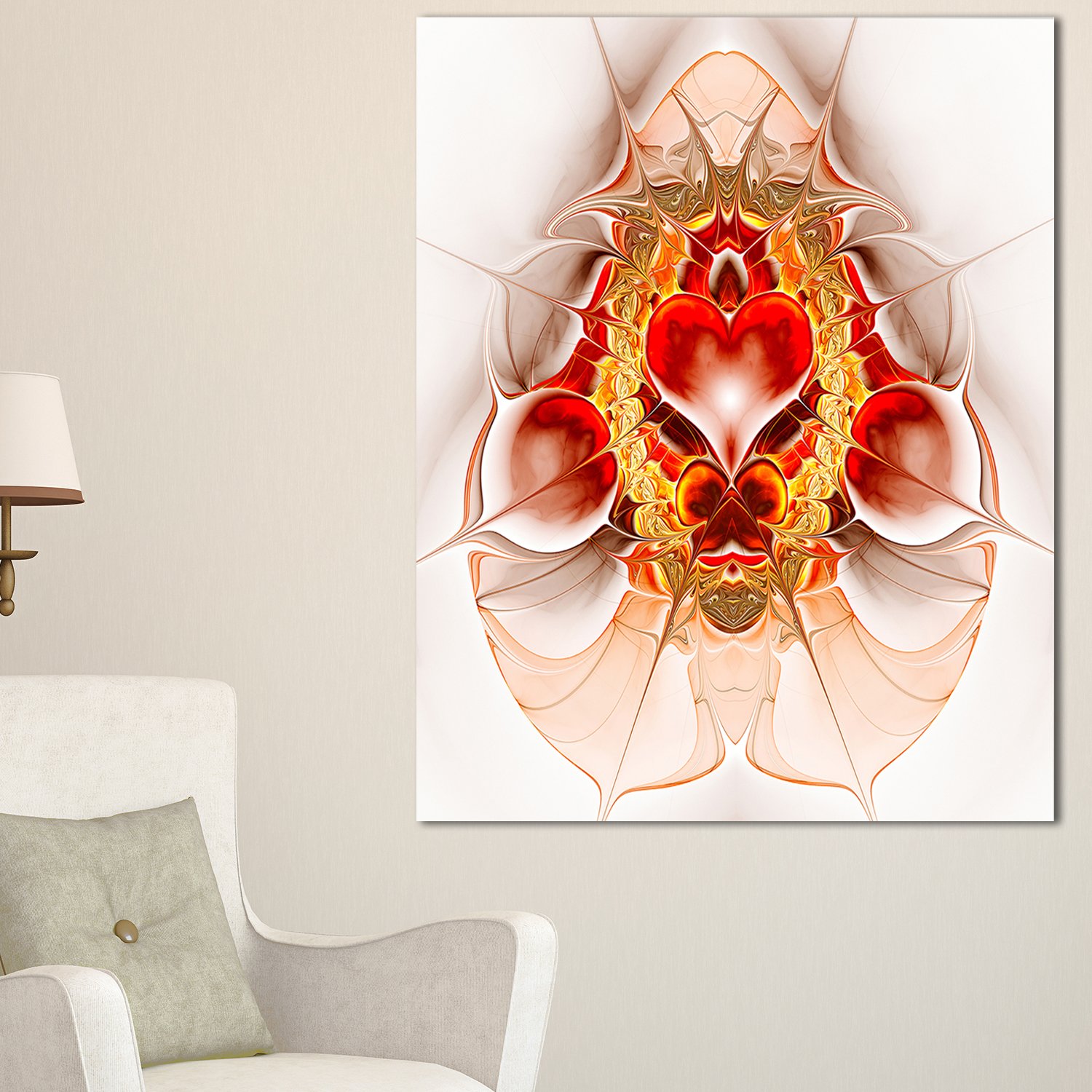 Designart PT12068-30-40 Large Symmetrical Fractal Heart Abstract